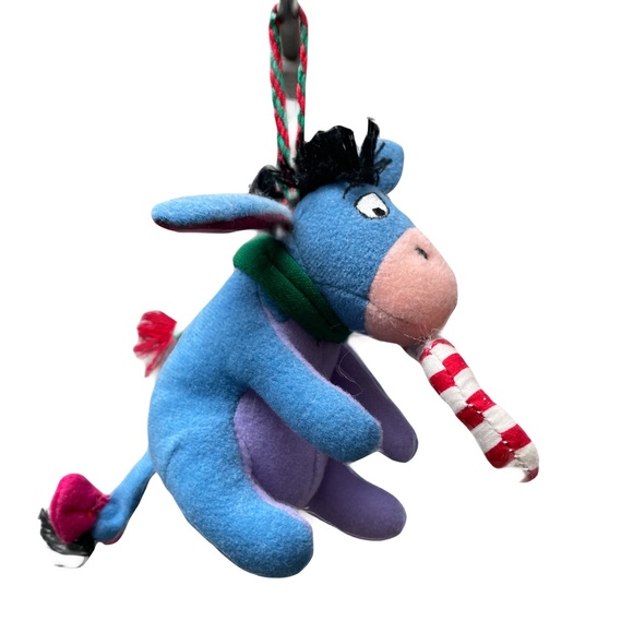 ❤️ DISNEY STORE CANDY CANE EEYORE STUFFED ORNAMENT - Picture 1 of 6